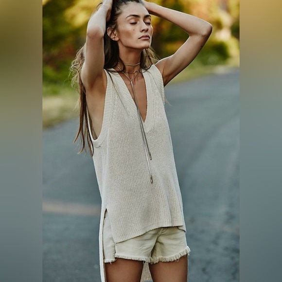 Free People Honey Drip Chunky Knit Vest In Cream Size S - Picture 1 of 12